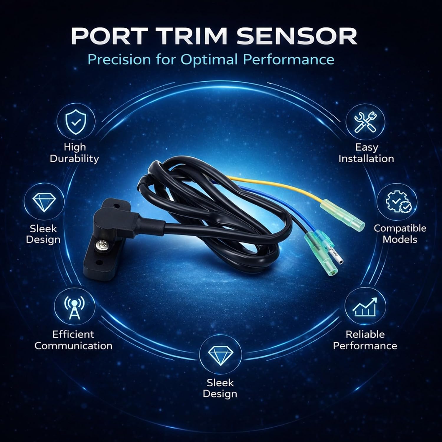 Port Trim Tilt Sensor Sending Unit Black, Replacement for JP 3.0L DFI 859187A1 - Durable ABS Construction, Easy Installation, Reliable Performance