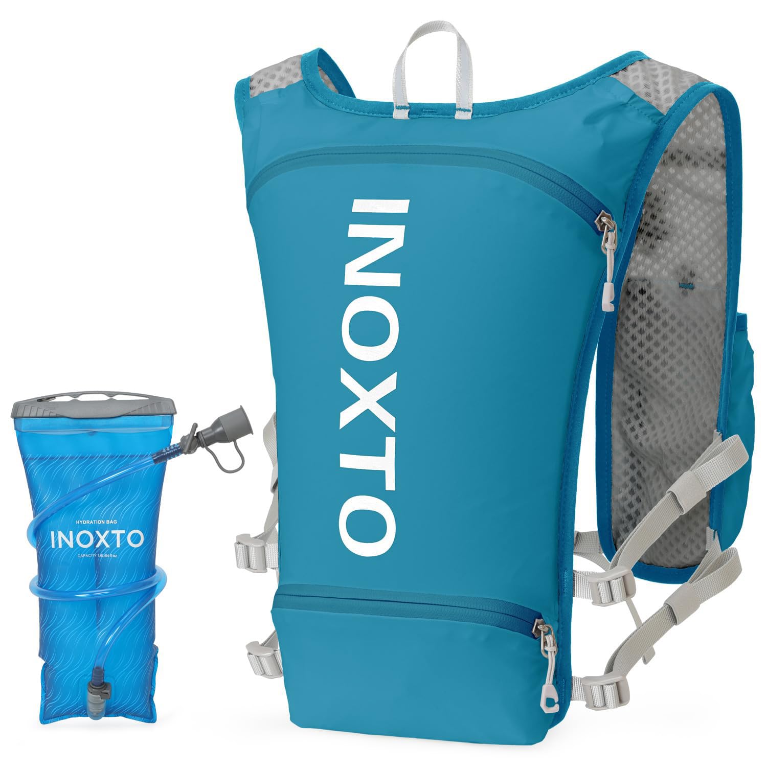 INOXTO Running Hydration Vest Backpack,Lightweight Insulated Pack with 1.5L Water Bladder Bag Daypack for Hiking Trail Running Cycling Race Marathon for Women Men