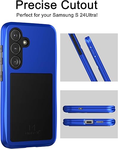 Miniatura 7 de Foluu Funda de metal para Samsung Galaxy S24, Armadura de aluminio de metal a prueba de golpes, funda rígida militar de goma suave para Samsung