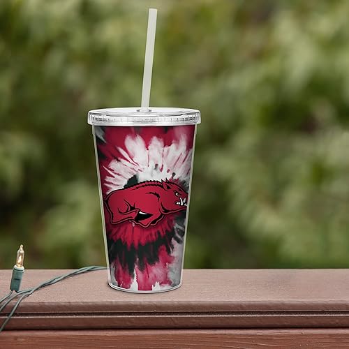 Miniatura 121 de Rico Industries NCAA Sports Team - Vaso transparente de 16 onzas con pajilla, vaso de viaje del color del equipo para fanáticos de los deportes