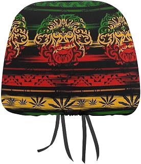 Marijuana Leaves Rasta Lion Cannabis Car Head Rest Covers Set Auto Front/Rear Seats Headrest Cover Universal Fit Most Cars, Sedan, SUV, Van Unique Gift for Women Men, 1 PCS