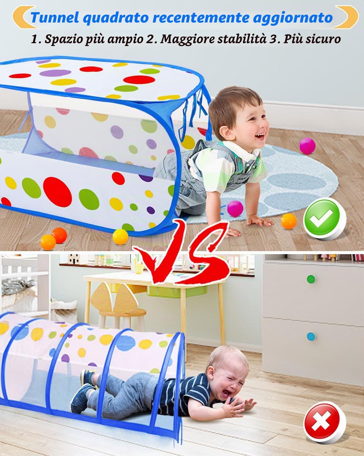 MAIKEHIGH Tenda Gioco Bambini Con Tunnel, 3 in 1 Pop Up Piscina Palline | Casetta Castello Pieghevole Interno Esterno Giardino Ragazzi Ragazze Regalo di Compleanno (Palla No Incluida)