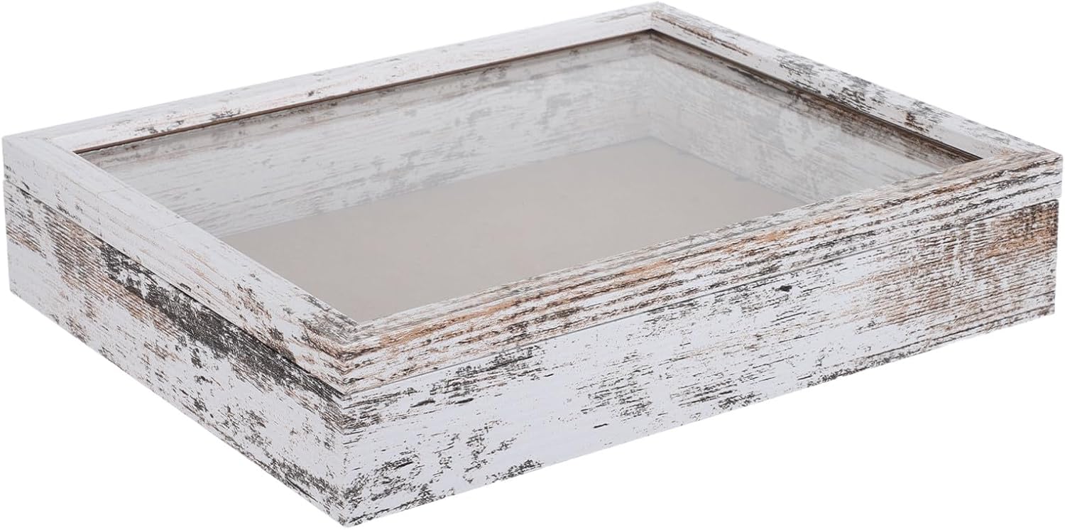 Shadowbox Display Case: 8x10‘’ Wood Shadow Box Frame - Picture Frame with Magnetic Door for Memorabilia Bouquet Medals Military Photos Box