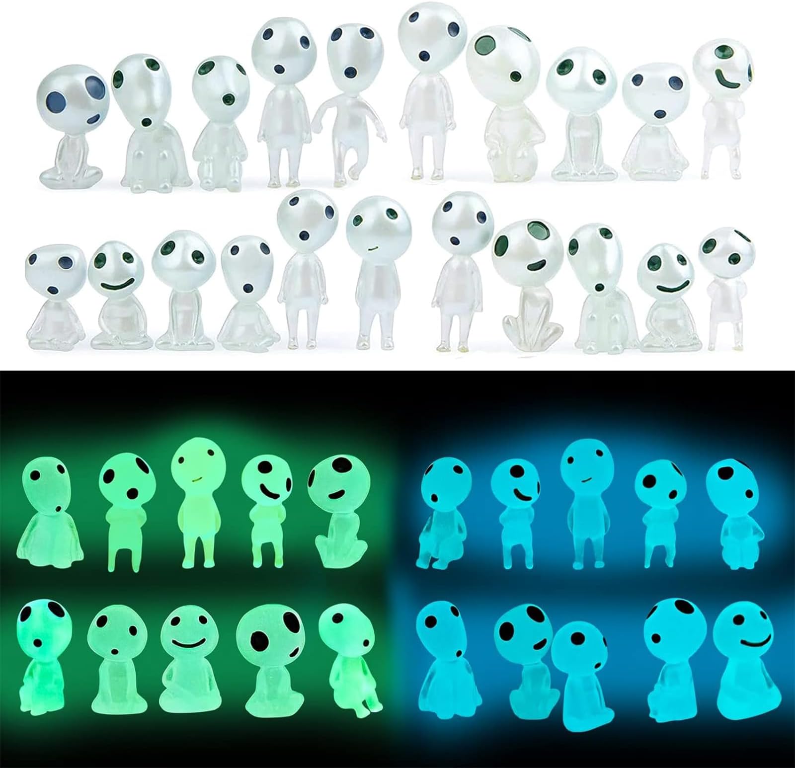 10 Stück Leuchtende Waldgeister-Gartendeko – Mini-Elfen Aus Harz, Fluoreszierend Grün (für Garten/Topf)