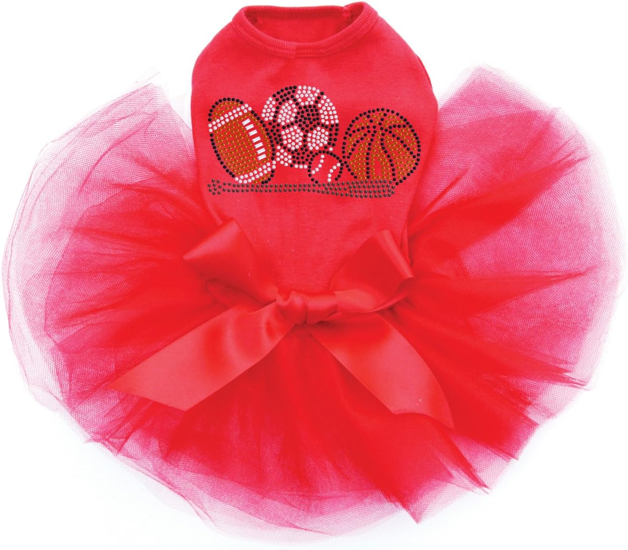 All Sports - Bling Rhinestone Dog Tutu Dress, 4XL Red