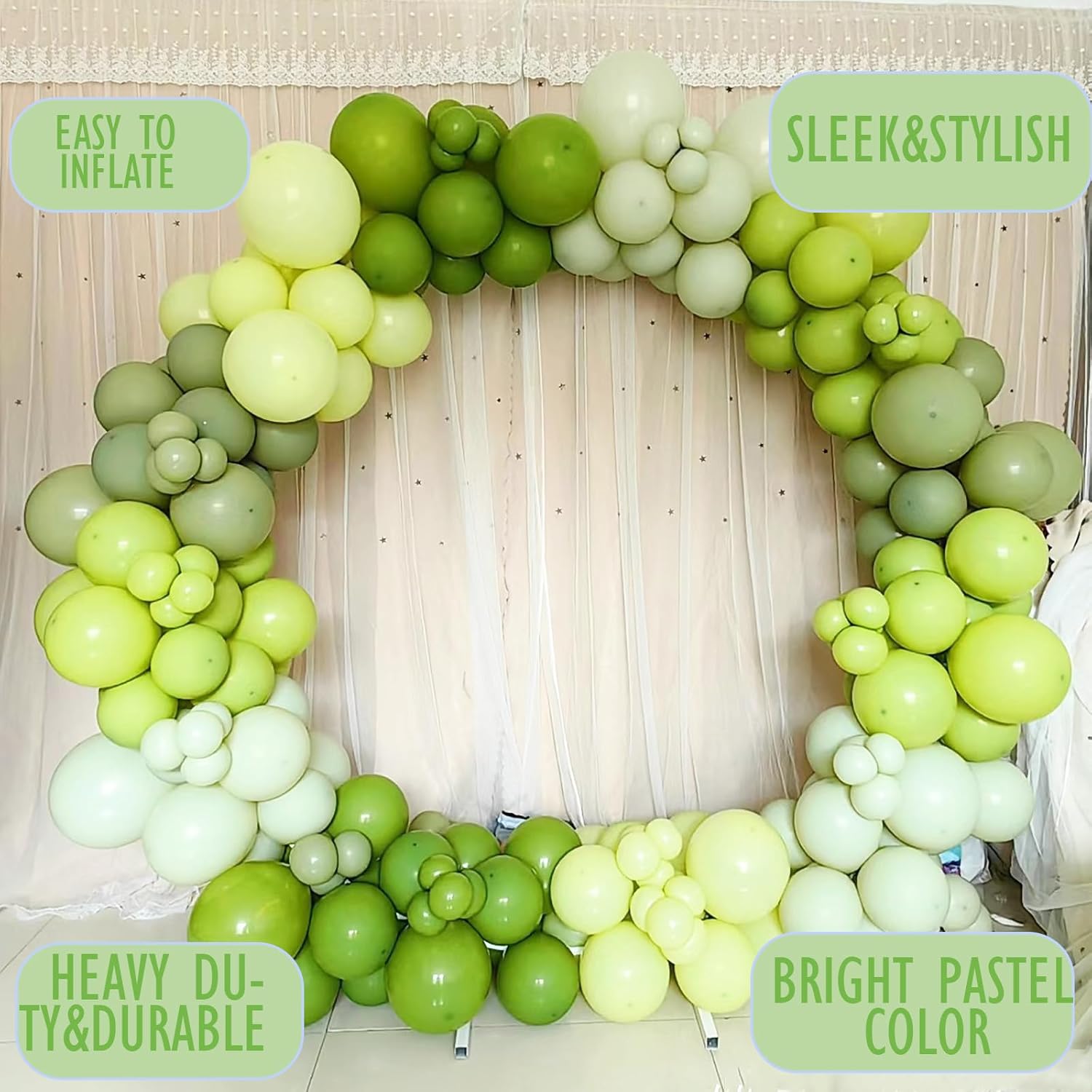 Dusty Green Balloons, Scmdoti Light Green Balloons Different Sizes 18 12 10 5 Inches, Green Balloon Garland Arch for Birthday Baby Shower Graduation Wedding Anniversary Party Decorations(DustyGreen) - Image 5