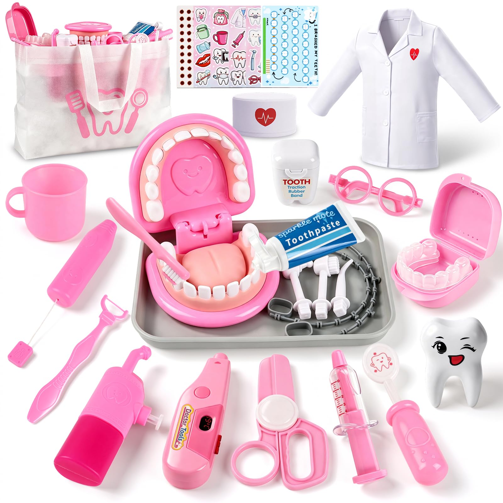 Kids Dentist Play Set, Pretend Dental Doctor Kit, Role Play Toy Age 3+ Gift