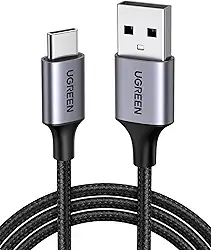 UGREEN Cabo de Dados USB para USB C 2m 3A, Carregamento Pápido, Cabo de Dados CarPlay, Design Resistente em Nylon Trançado, Compatível com iPhone 16(Plus/Pro)/15, Galaxy S24/S23, Pixel 8/7