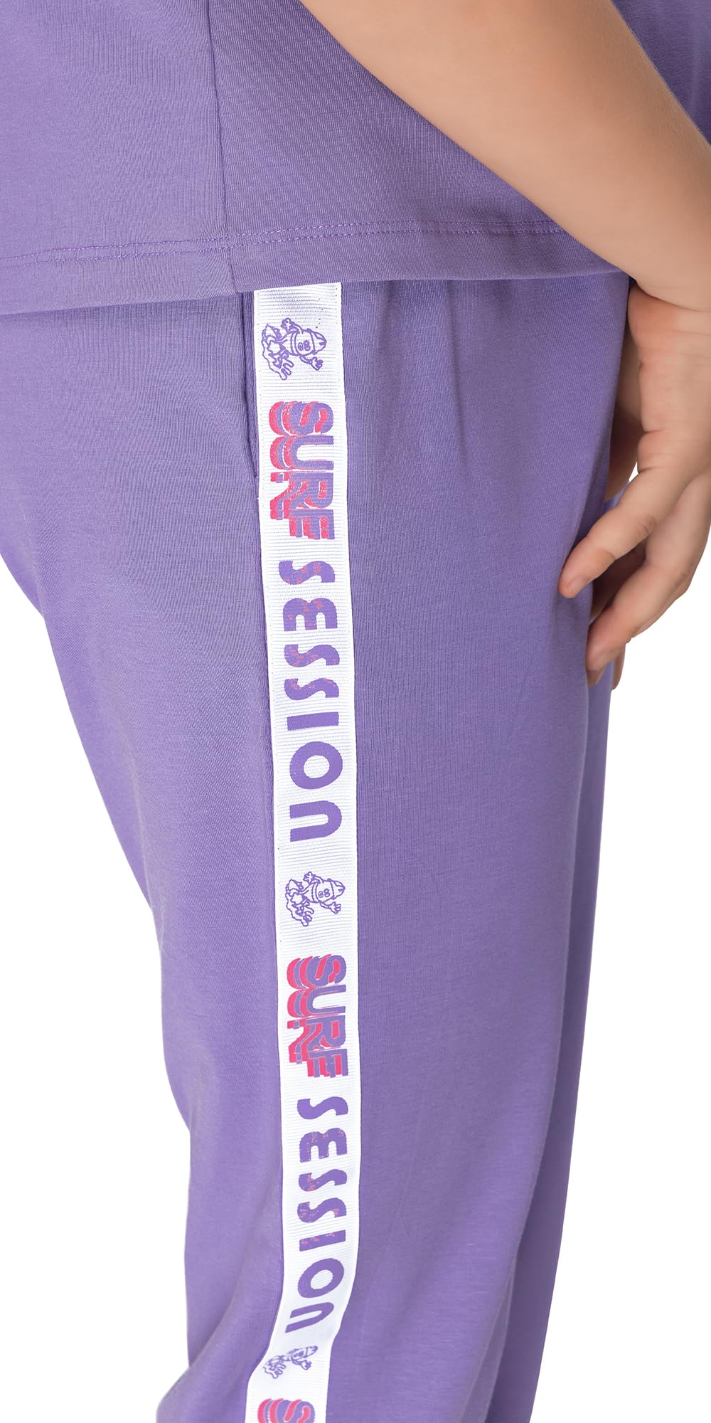Laughing Kids Girls Cotton Pajama Set, Lavender Co-Ord Night Suit with Cartoon Print, 2-Piece Jogger and T-Shirt Set, Casual Sleepwear for Kids (9 to 10 Years) 4