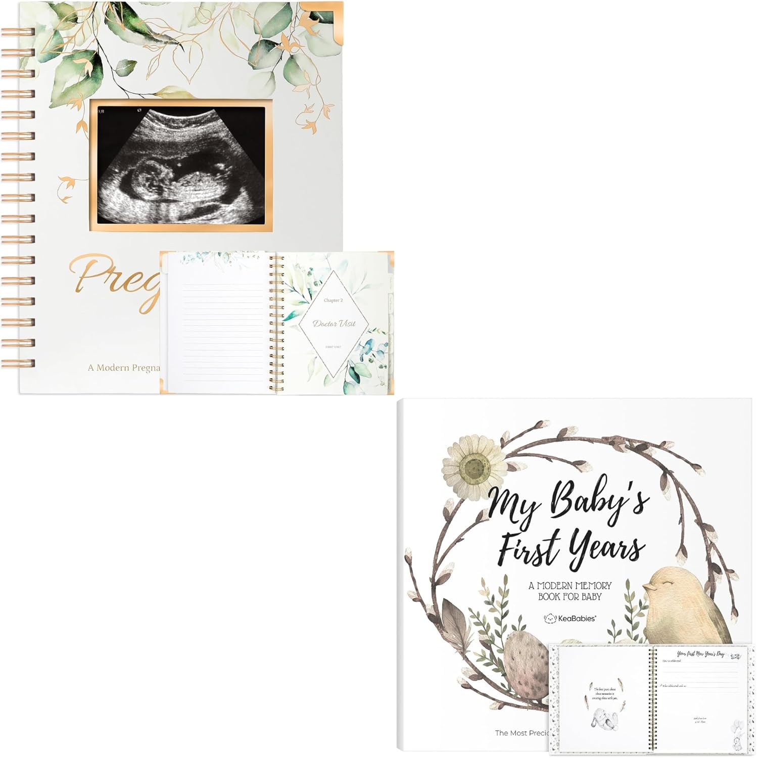 KeaBabies Inspire: Pregnancy Journal Memory Book and First 5 Years Baby Memory Book Journal - 90 Pages Hardcover Pregnancy Book - 90 Pages Hardcover First Year Keepsake Milestone Baby Book