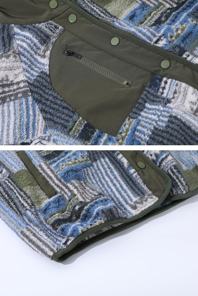 chouyatou Women's Fleece Jacket Tribal Aztec Print Long Sleeve Button Down Shacket Jacket Coats - Image 5