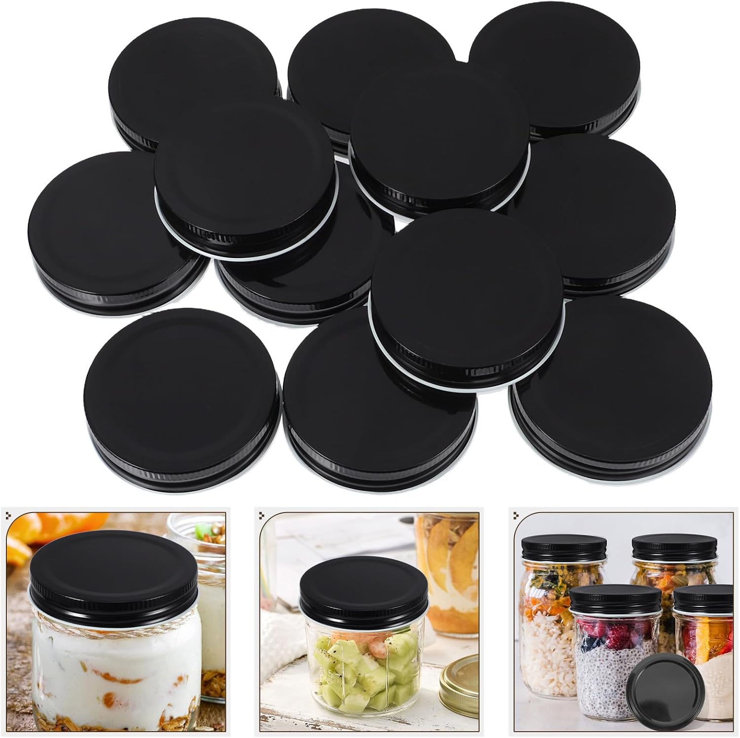 24pcs 70mm Mason Jar Metal Lids Reusable Leakproof Canning Jar Covers Airtight Sealing Caps for Food Storage and Jelly Preservation