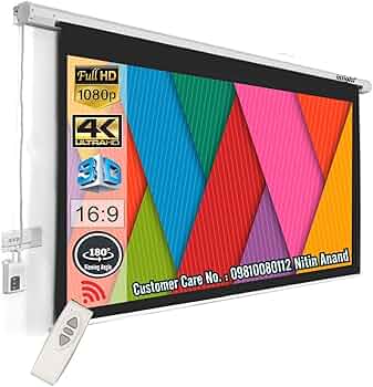 Inlight 84 inches Diagonal 6.2 Ft x 3.6 Ft, 74 Inches x 42 Inches, 16:9 Aspect Ratio, UHD-3D-4K-8K Ready Technology Motorised Projector Screen with RF...