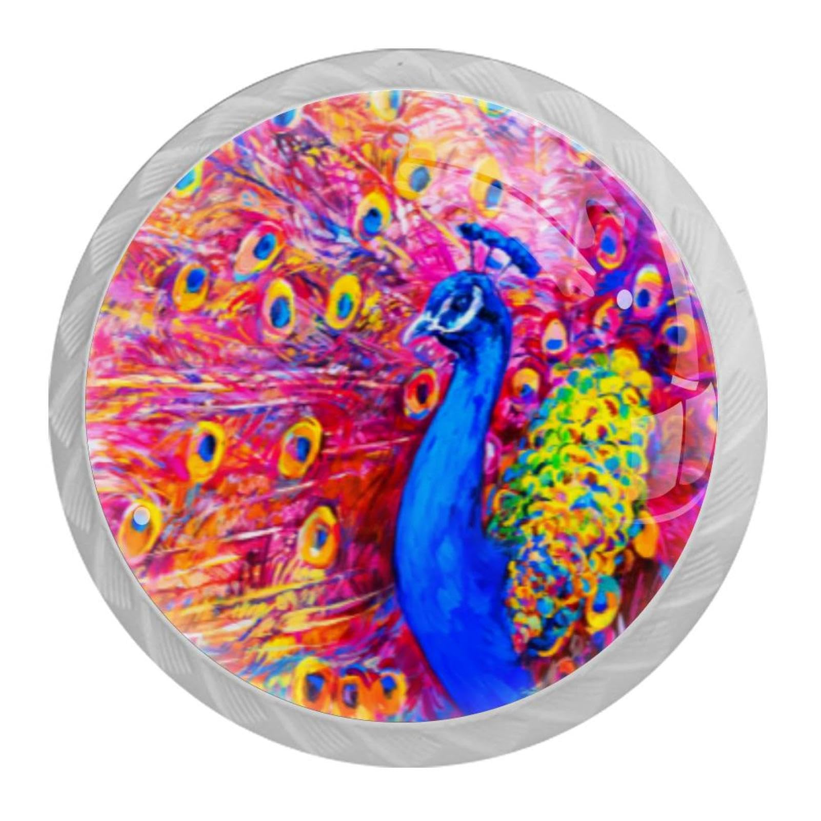 Tqmspg Multi04 4 Pieces Drawer Pulls Peacock Birds And Feathers Door Knobs Dresser Handles For Kitchen Wardrobe Cupboard Hardware Furniture