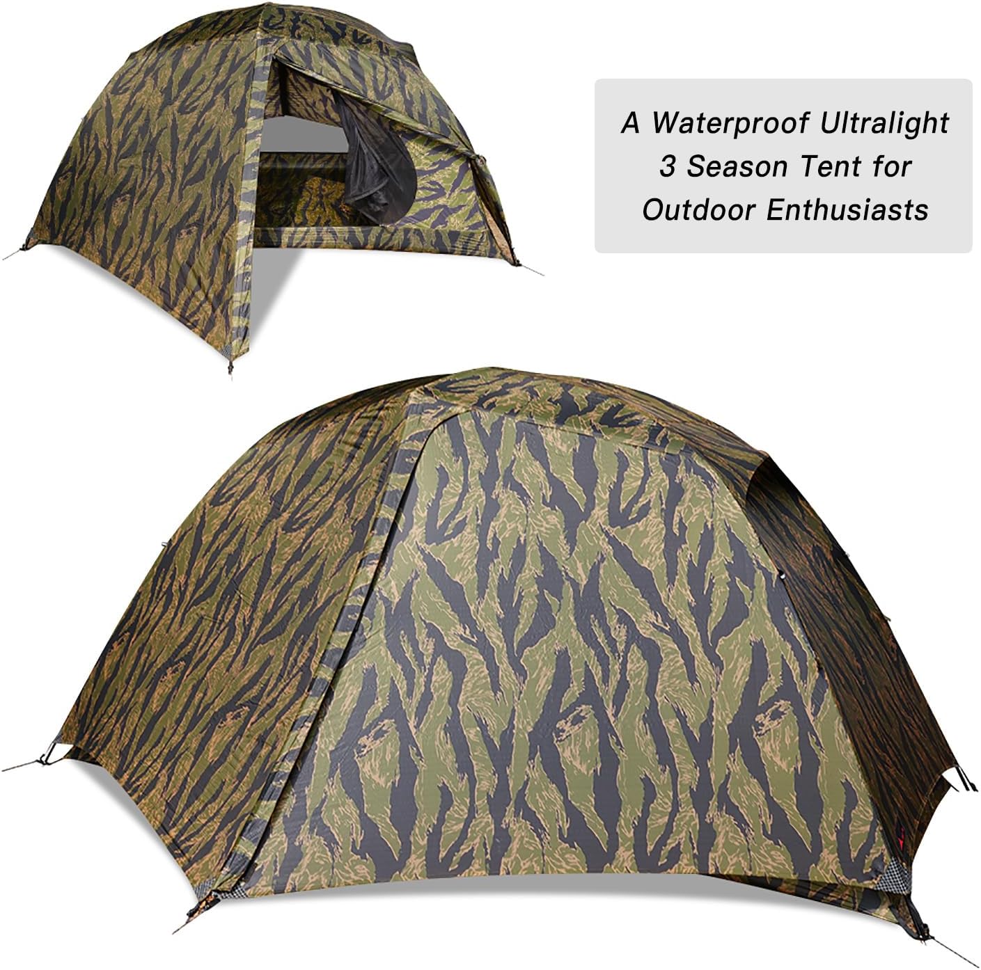 Camping Tent CAMO Backpacking Tent, Scout Portable Ultralight 3 Season Tent Waterproof for 2 Person Hiking, Mountaineering, Trekking