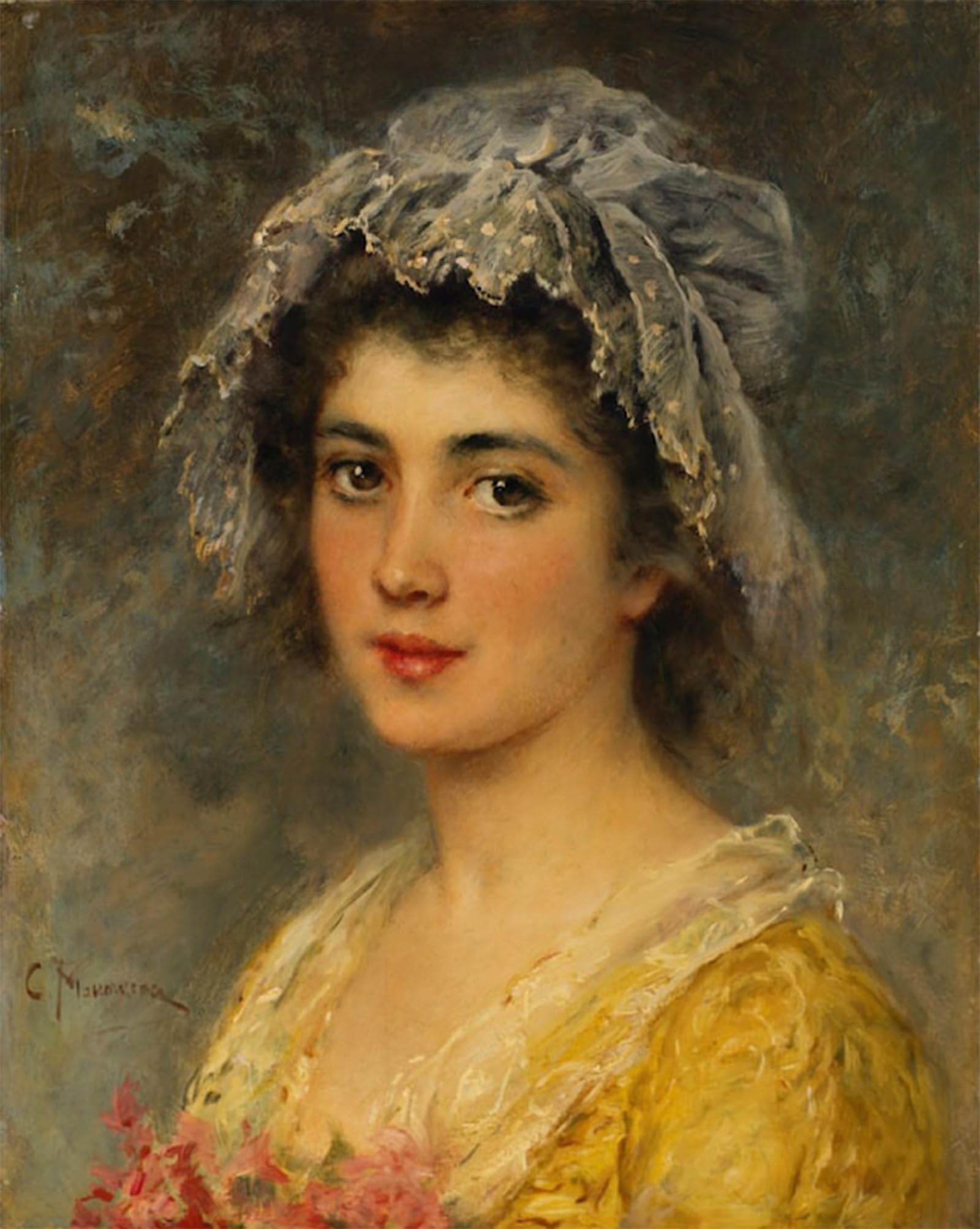 ARTXLXXBN Famous Art Print Poster Vintage Wall Art Portrait of a Young Lady by Konstantin Yegorovich Makovsky Canvas Art Poster for Home Decor 60x90cm