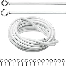 DIVCHI Net Curtain Wire And Hooks Set - 4 Meter Curtain Wire Kit With 8 Eyes & 8 Hooks - A Multipurpose Wire Suitable For Net Curtains For Windows - Durable Wire Set for Window Net Curtain
