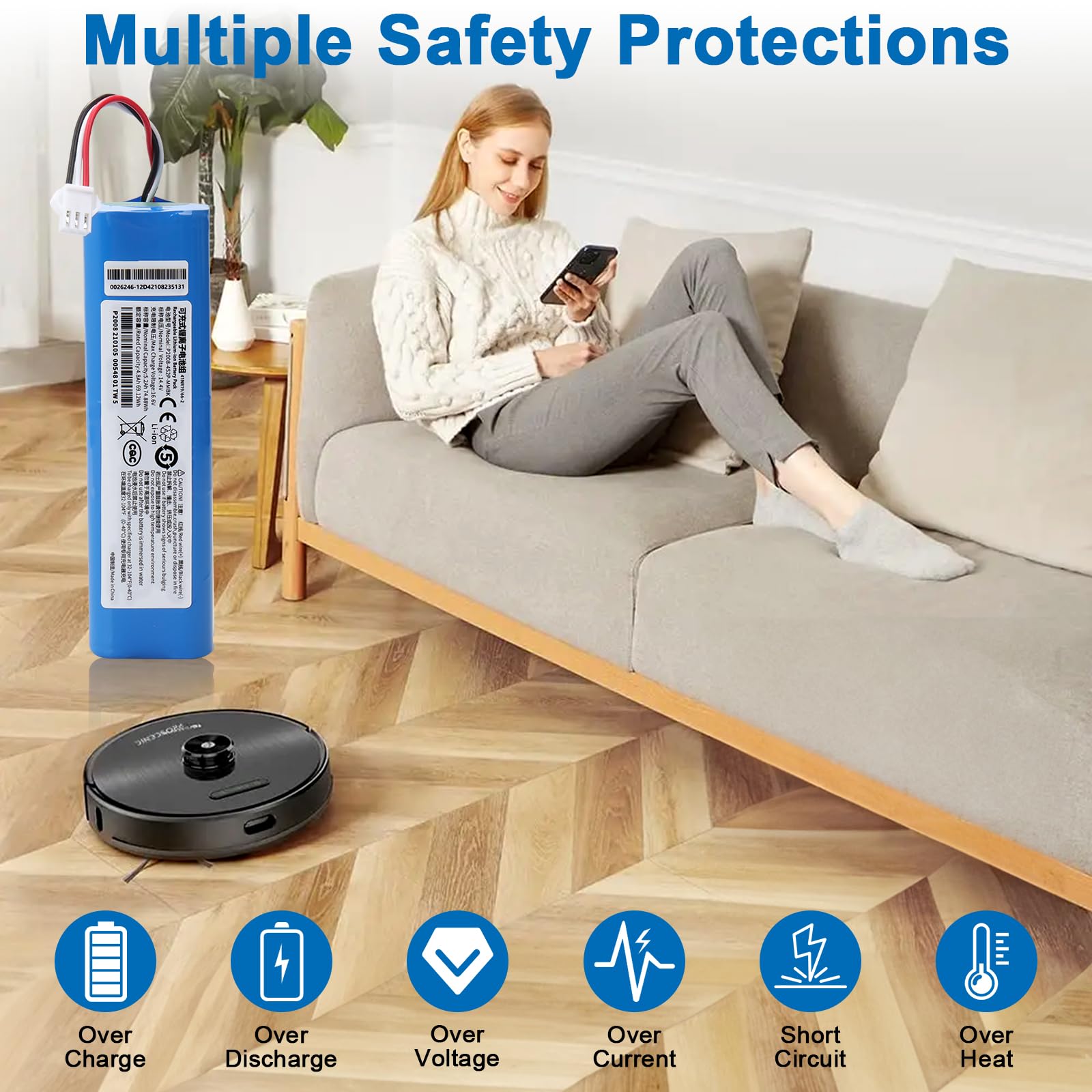vhbw 1x accu vervangt Proscenic NR18650 M26-4S2P voor Home Cleaner (5000mAh, 14,4V, Li-Ion vhbw 1x accu vervangt Proscenic NR18650 M26-4S2P voor Home Cleaner (5000mAh, 14,4V, Li-Ion