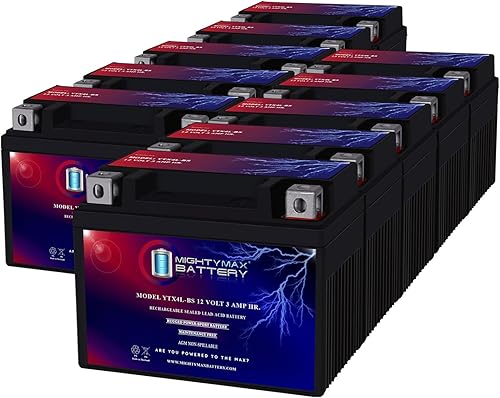 Mighty Max Battery YTX4L-BS - Batería de repuesto de 12 V y 3 Ah compatible con Power Sonic CB4L, paquete de 10