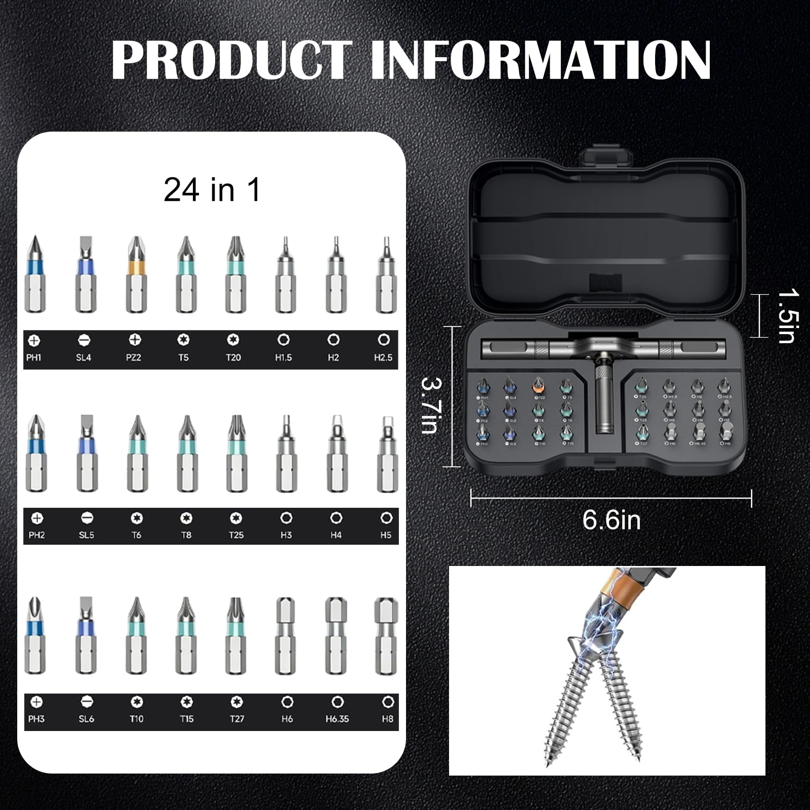 Juego de destornilladores magnéticos 24 en 1, juego de destornilladores de trinquete magnéticos, mango de trinquete desmontable, kit de herramientas versátil para PC, muebles, bicicleta