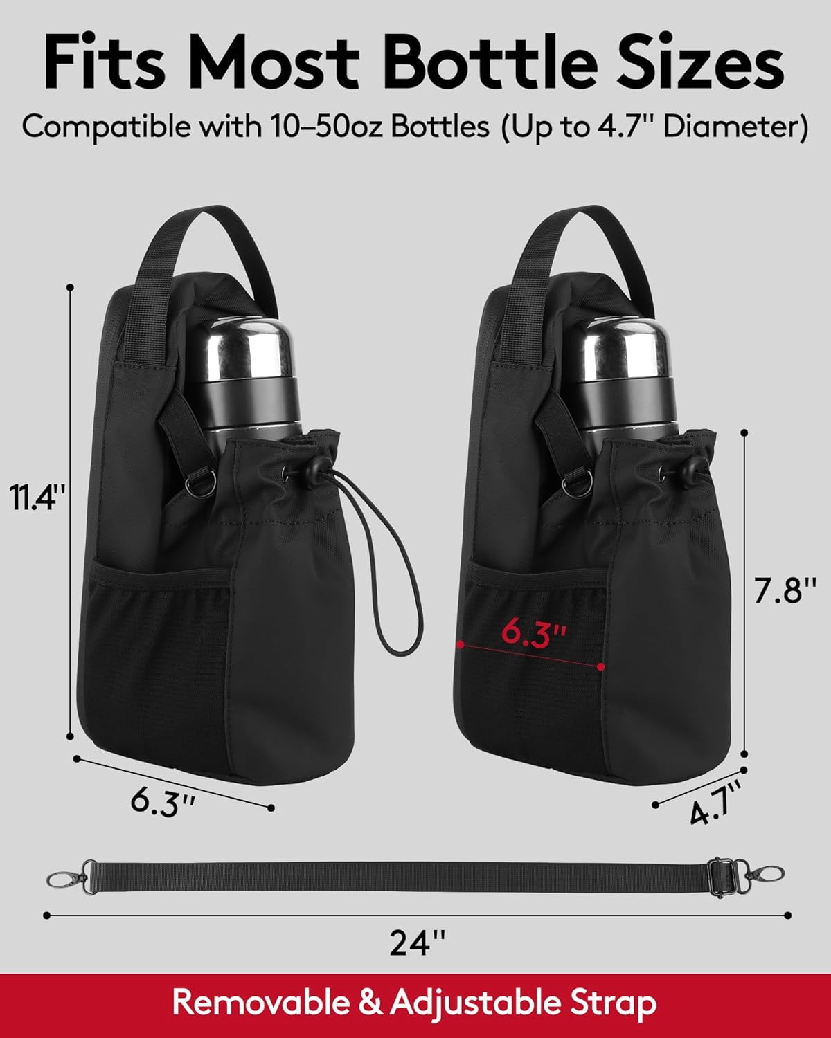 Magnetic Gym Bag & Water Bottle Holder, Strong Magnet Storage Bag for Squat Rack & Power Rack, Hands-Free Gym Organizer for Phone, Keys, Wallet & Workout Accessories