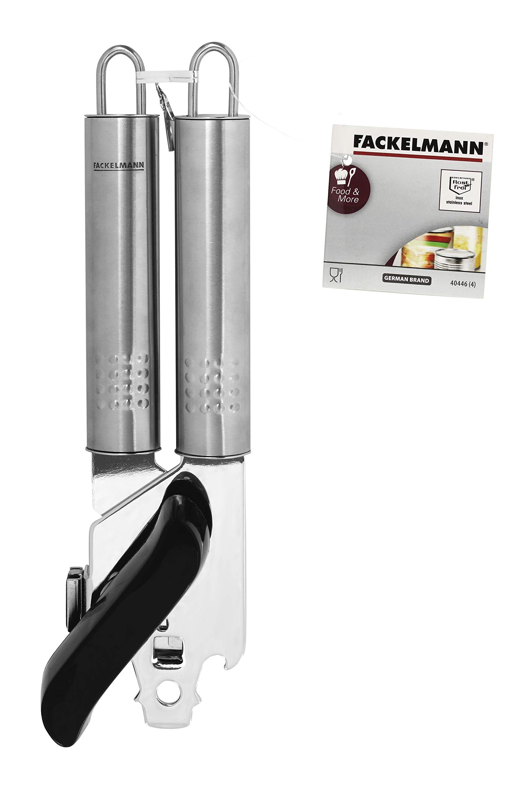 Fackelmann Blikopener, praktische conservenopener met functioneel onderdeel van roestvrij staal, universele opener met ergonomische handgreep (kleur: wit/grijs) aantal: 1 stuk