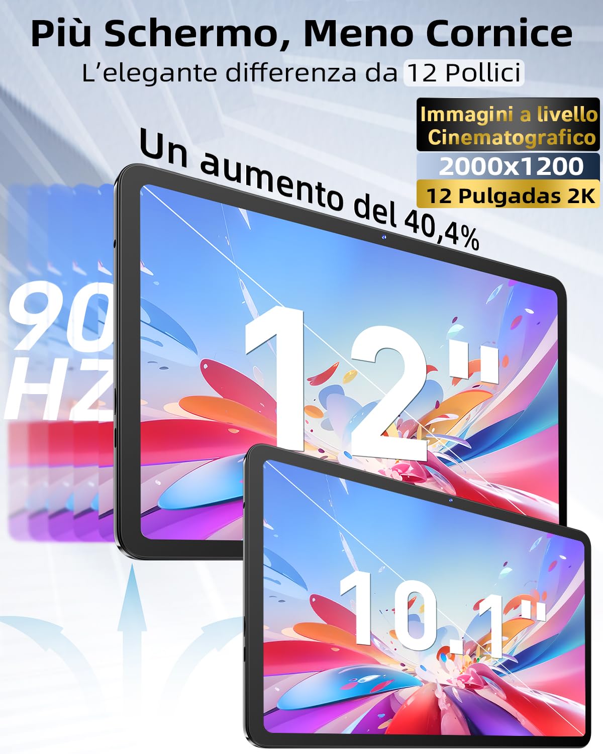 Raemond Tablet da 12 Pollici con tastiera｜ Android 16 con Gemini AI｜ 36GB RAM + 256GB ROM (2TB TF)｜2000 * 1200 Pantalla HD display 90Hz｜Octa-core Unisoc T7250｜ 8MP+20MP｜Face ID｜Widevine L1 (Grigio)