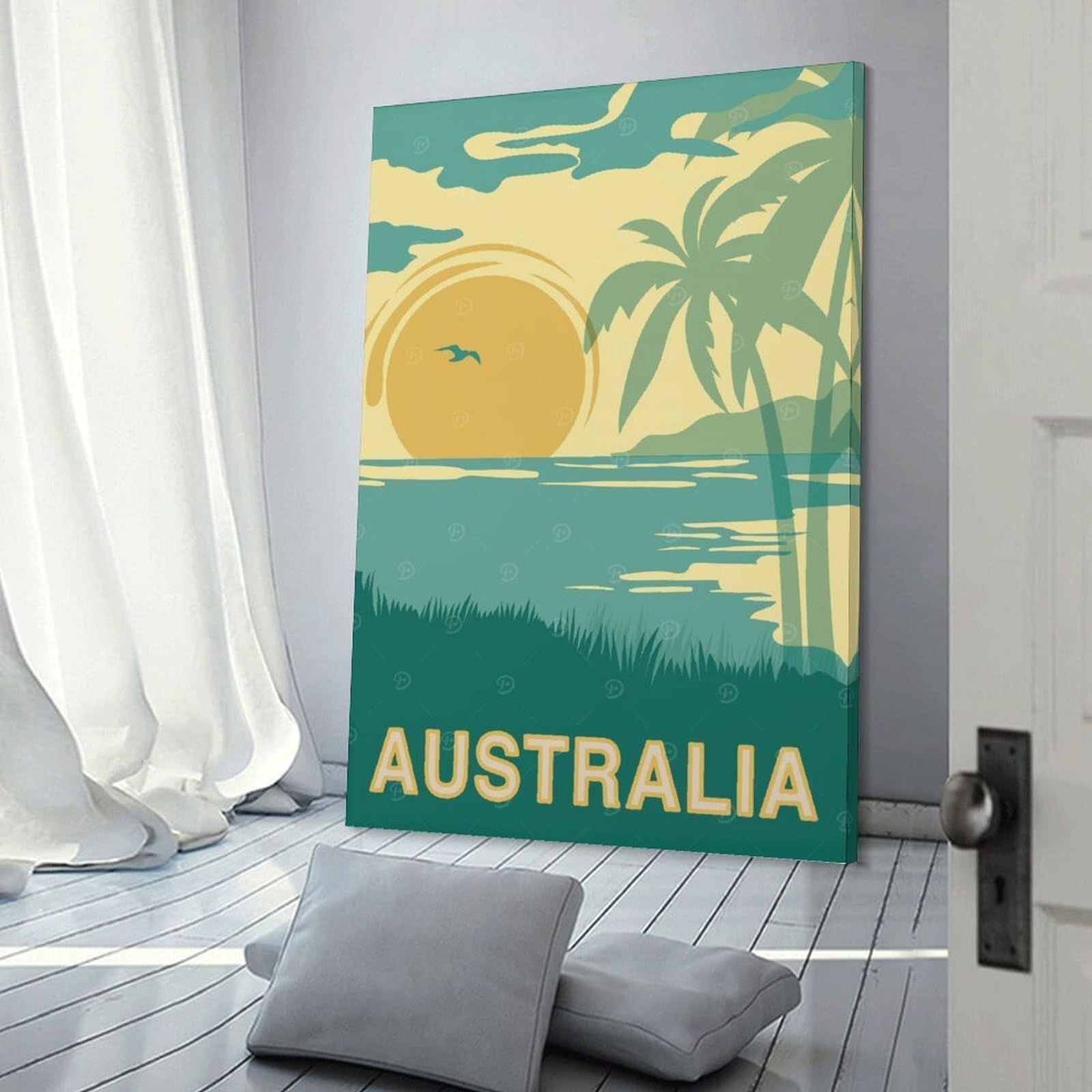 Junmoney Australia Vintage Art Canvas Art Print, 20x30inch(50x75cm), for Small Homes, Bedrooms Or Open Spaces, Wall Decor with Flexible Room Appeal