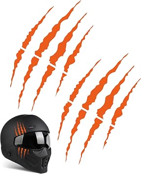 Helmet Stickers,Car Accessories,Universal Monster Claw Scratched Sticker,Motorcycle Helmet Stickers,Automotive Decals,Waterproof Motorbike Body Decor,Fit for Cars Windows,Hoods (Orange)