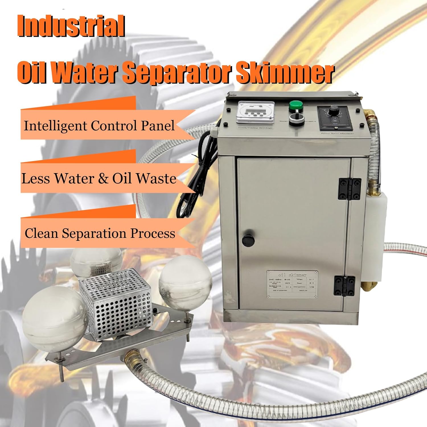 Industrial Oil Water Separator Oil Water Separator Skimmer with 0-13.2gal/H (0-50L/H) Separate Recoverty Capacity for Cutting Fluid Industrial Machine Tool, AC110V