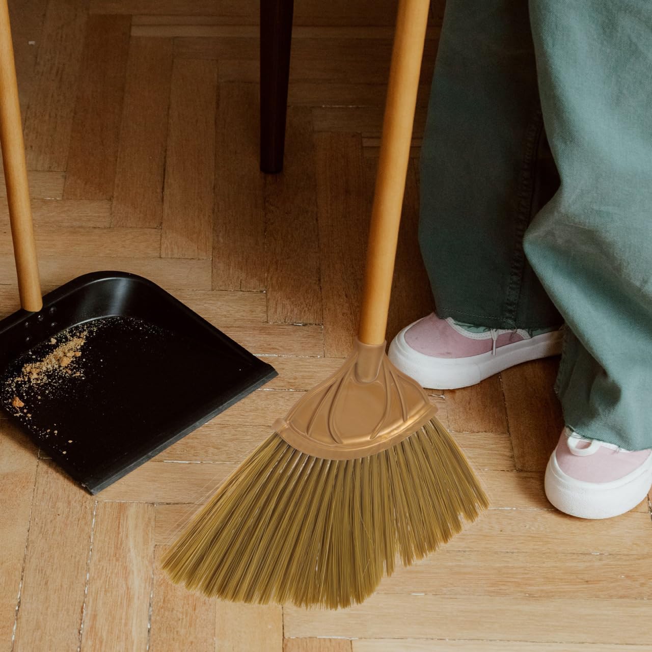 2 Pack Broom Head Replacement Push Broom Head for Floor Sweeping Cleaning with Thick Bristles Indoor Replacement for Kitchen Desktop and Ground Cleaning