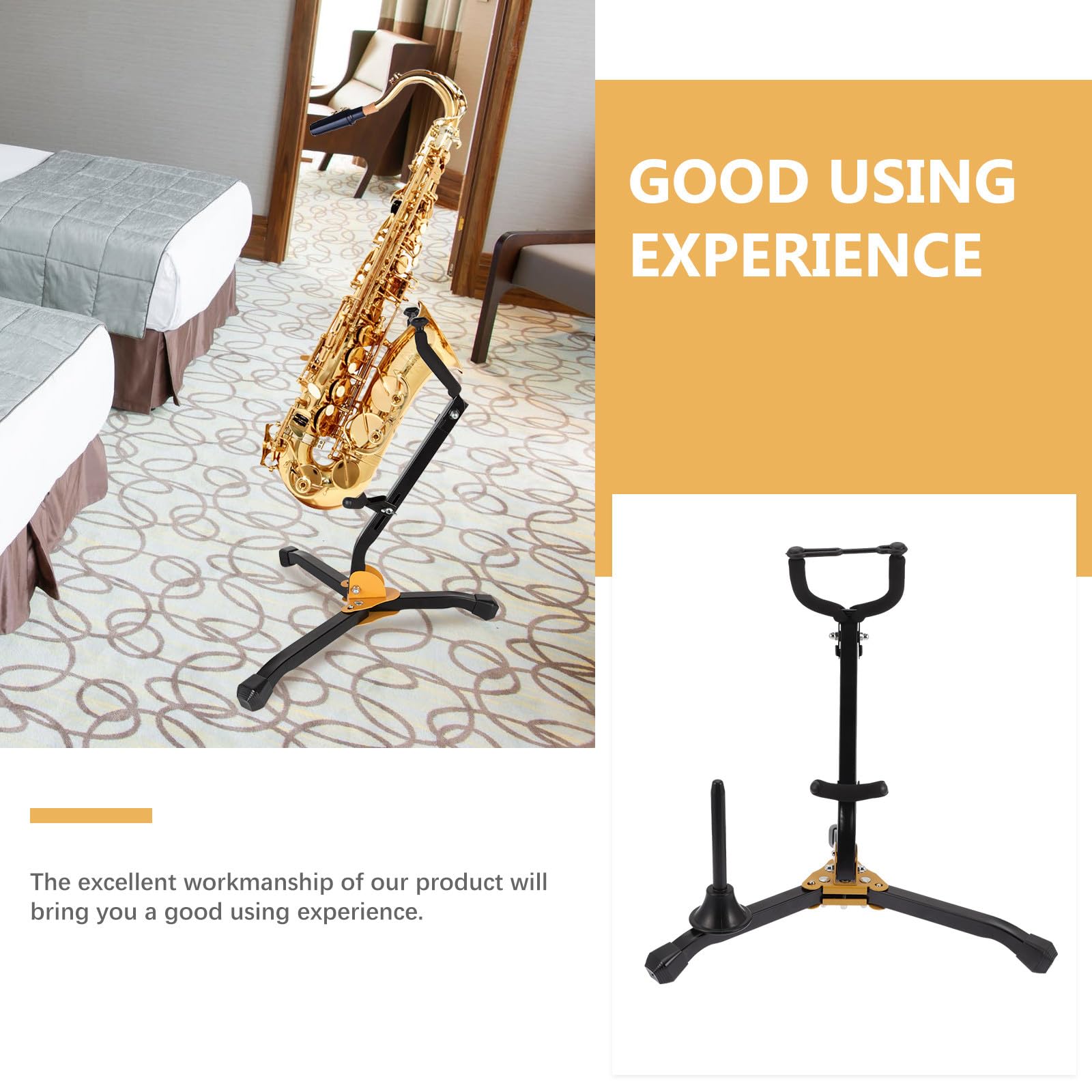 SOLUSTRE Klappbarer Saxophonständer aus Stabilem Eisen mit Schwammauflage Tragbarer Altsaxophonständer für Musikunterricht und Zuhause Professionelles Saxophonzubehör