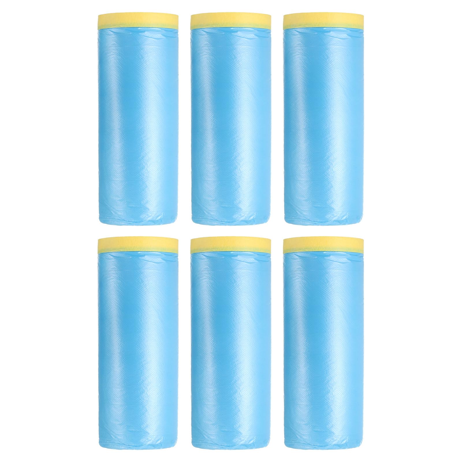 QUARKZMAN Pellicola Protettiva Pretapezzata, 1.5m x 25m Telo In Plastica Per Pittura Con Nastro Adesivo Media Adesione Per Protezione Durante La Pittura A Spruzzo Pellicola Blu 6Pezzi