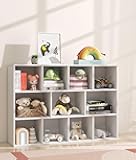 VPSMAT 11 Cube White Kids Toy Storage Organizer & Bookshelf – Toy and Book Storage for Kids, Baby Bookshelf for Nursery, Wooden Bookcase & Book Organizer for Classroom