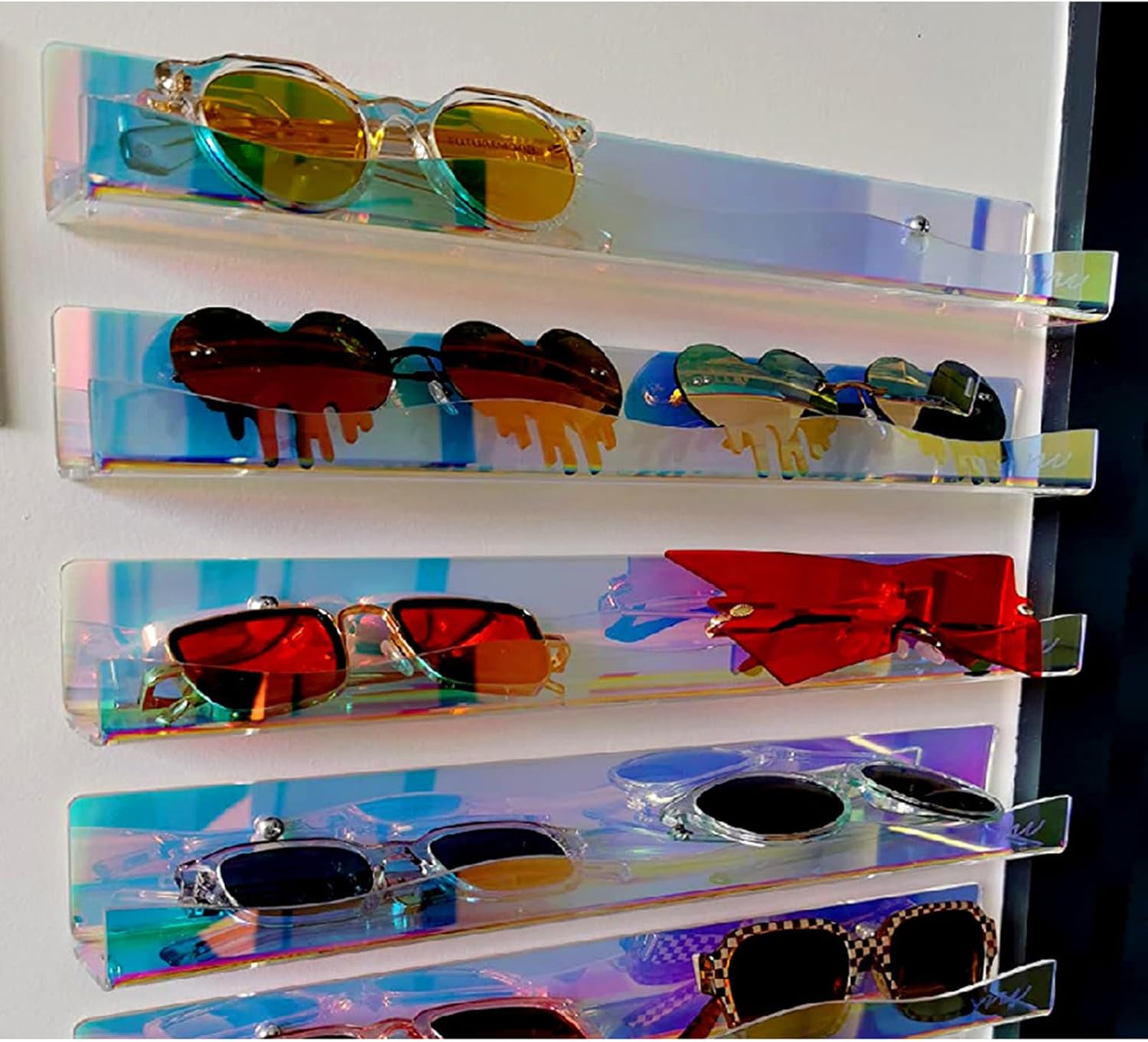 of 4 Multicolored Acrylic Floating Bookshelves Room Acrylic Book Rack Floating Shelf Multicolored Storage Rack Modern Shelf for Toy