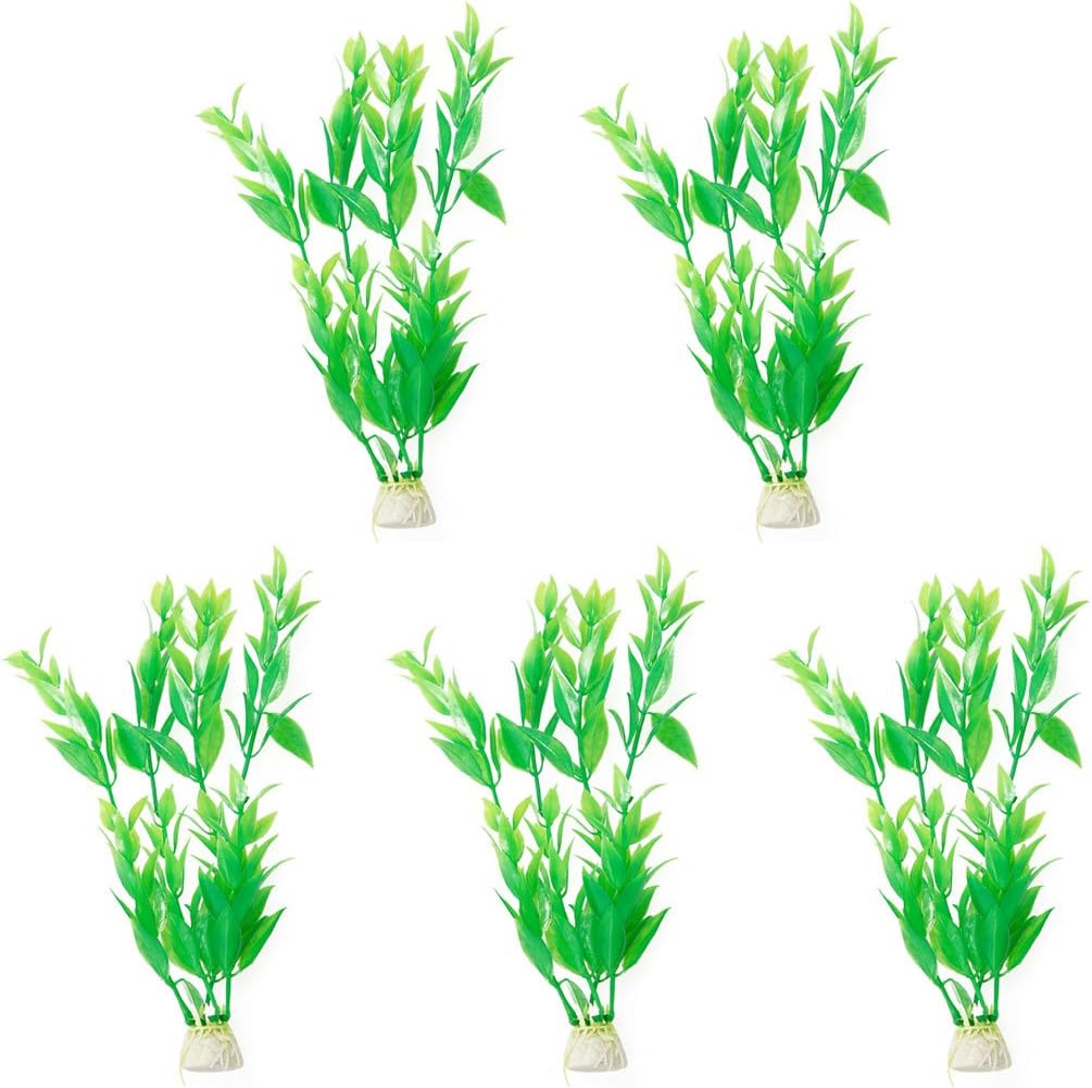 uxcell 5 Piece Plastic Aquarium Aquascape Plants Ornament