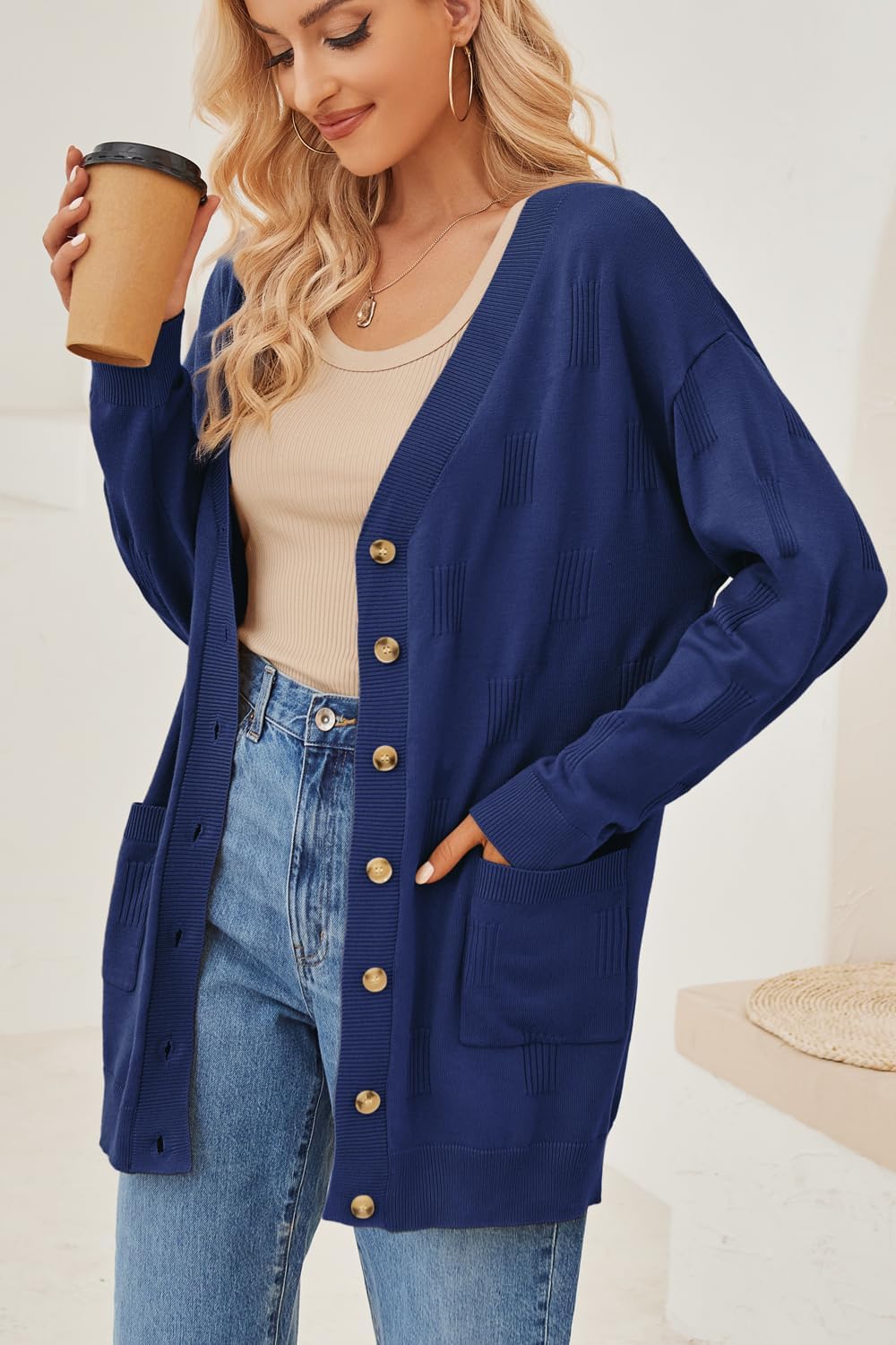 Arach&Cloz Women's Lightweight Cardigan Sweater Fashion Long Sleeve Summer Casual Outfits with Pocket Cozy Clouds - Image 2