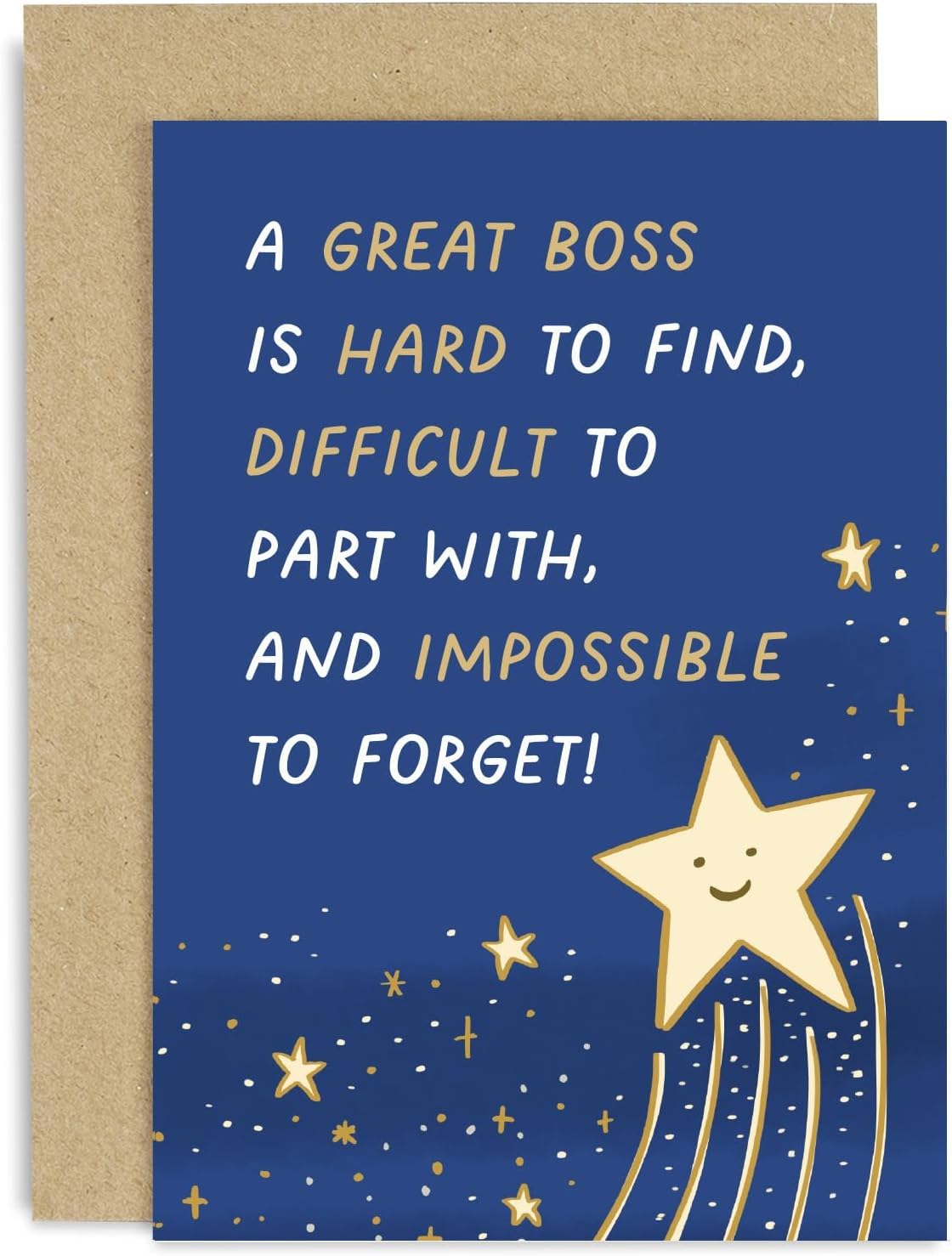 Old English Co. Cute Thank You Card for Men and Women - Great Boss Star Card - Card for Boss Retirement, Leaving, Farewell Card for Her or Him - Thank You Card | Blank Inside with Envelope