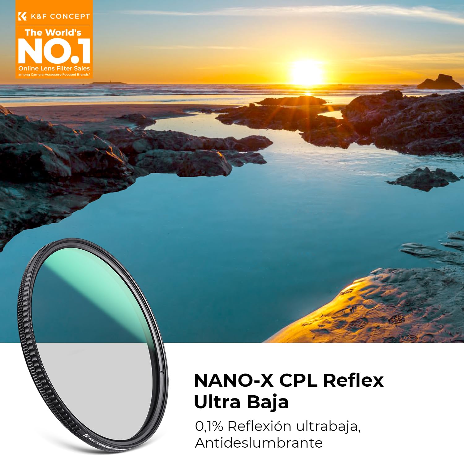 K&F CONCEPT Nano-Xcel Filtro Polarizador CPL Reflex Ultra Baja HD Vidrio óptico HD con 28 Capas Revestimiento Nano para Objetivo 77mm