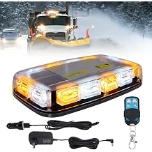Wireless Rechargeable LED Rooftop Beacon Strobe Lights,48LED 17 Flashing Modes,Hi/Lo Brightness,Amber White Emergency Hazard Warning Light with Home/Car Charger for Trucks Vehicles-1 Pack