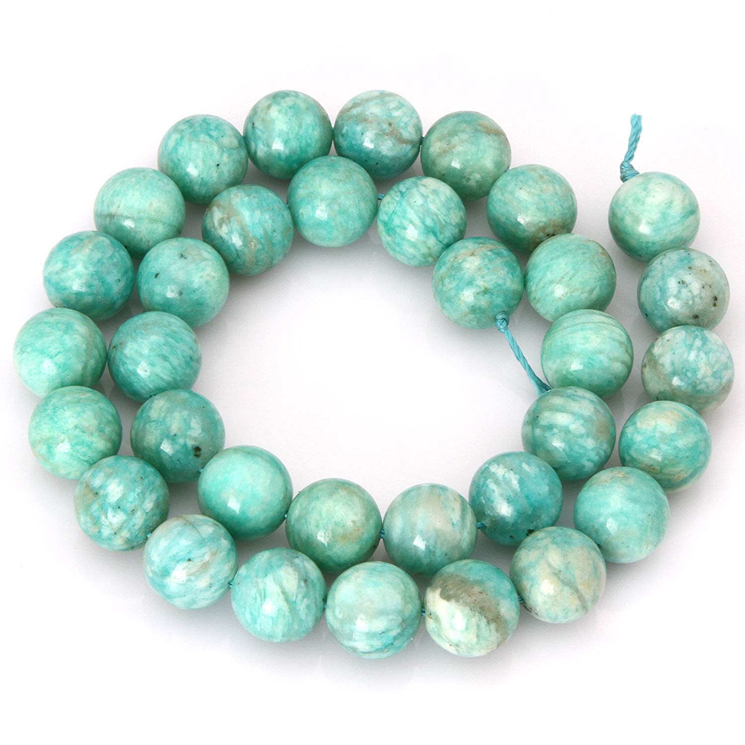 Brin De Perles En Amazonite Naturelle – Pierres Taillées 9-12 Mm – 90 Carats