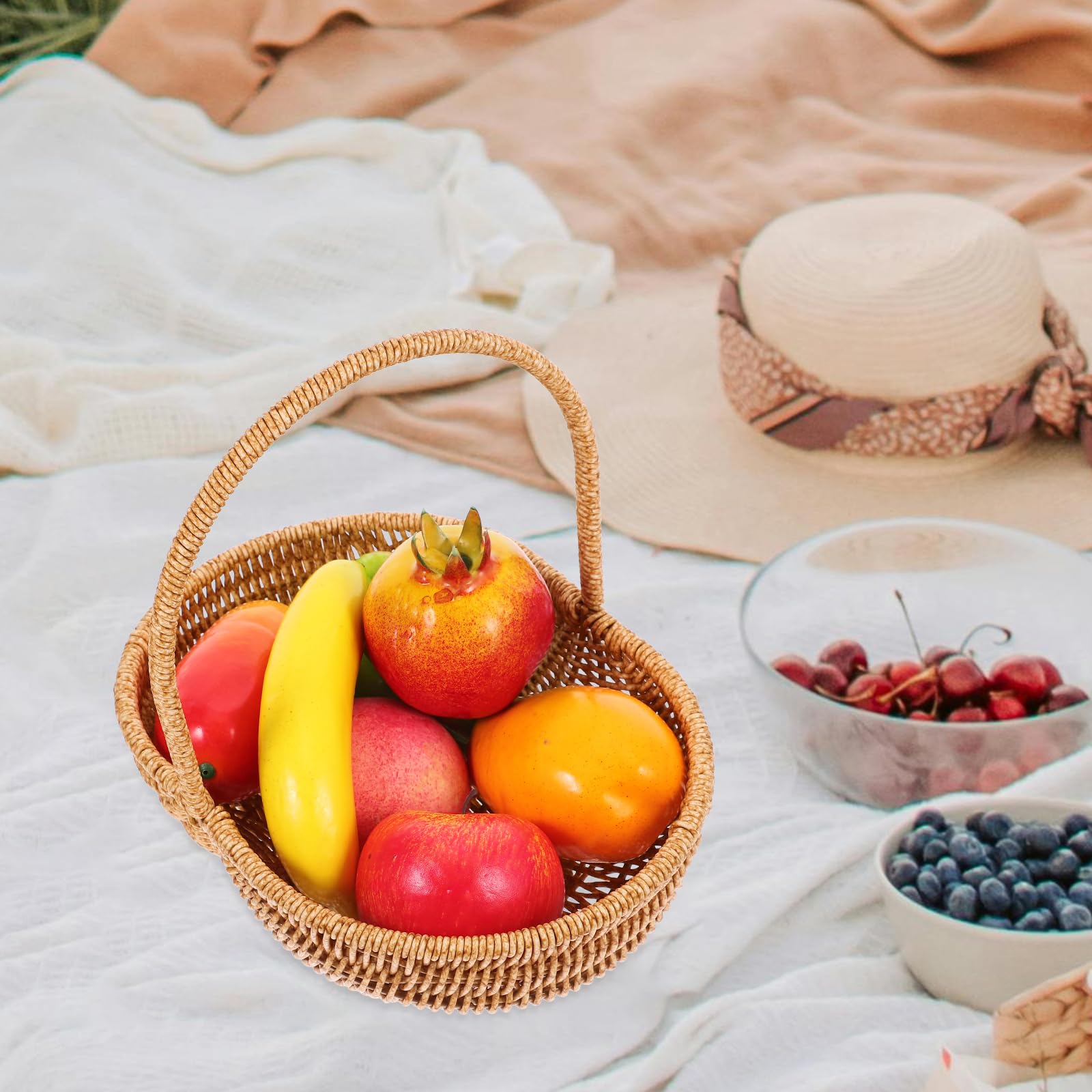 INOOMP Kleiner Weidenkorb Mit Griff Handgeflochtener Erntekorb Blumenkorb Aus Weide Geschenkkorb Für Picknick Obst Ostern Süßigkeitenkorb Für Hochzeit Party Dekoration 27 Cm