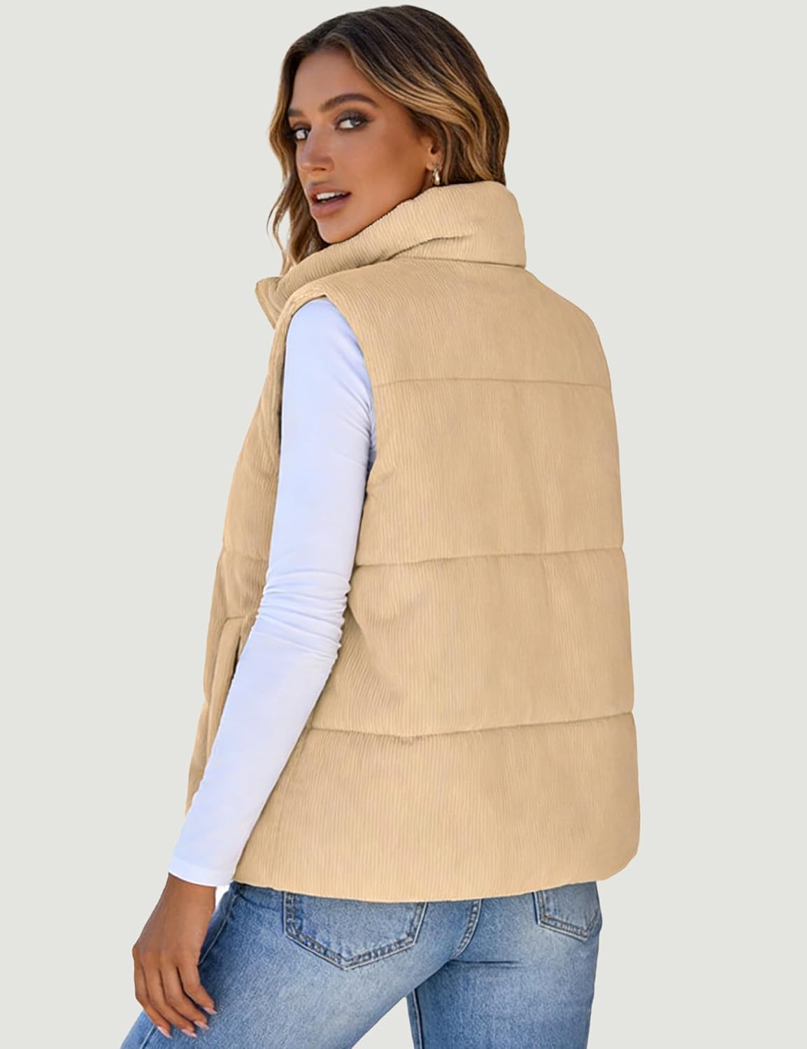 Women Quilted Puffer Vest Sleeveless Jacket Zip Up Stand collar Lightweight Outerwear with Pocket 2025 Trendy - Image 4