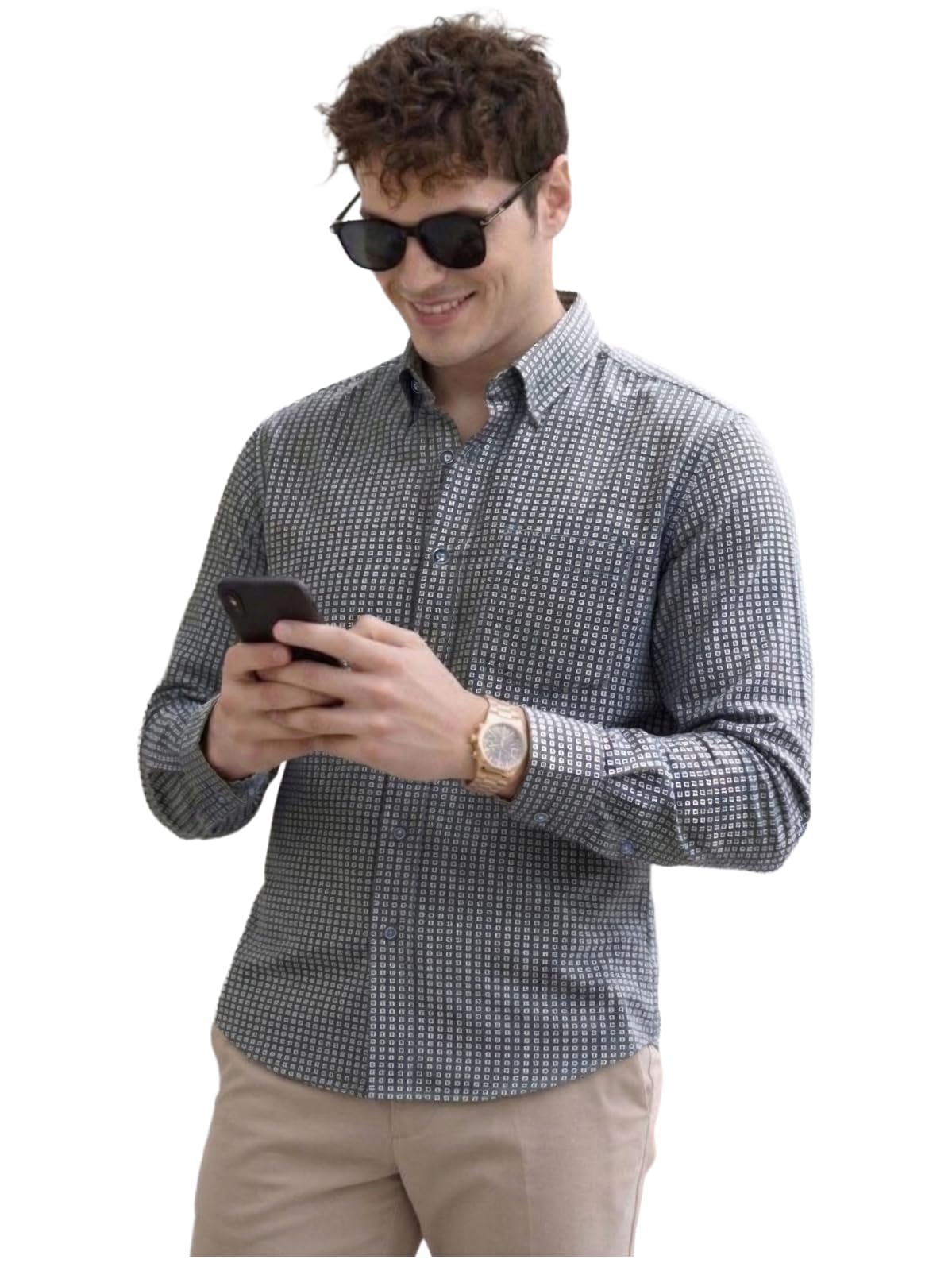 GoSriKi Men Shirt Cotton Printed | Shirt for Men Regular Fit | Full Sleeve Collar Neck Stylish Mens Casual Shirt | Trendy Mens Wear Clothing | Tops for Man Fashion Outfit Casual Formal in multi