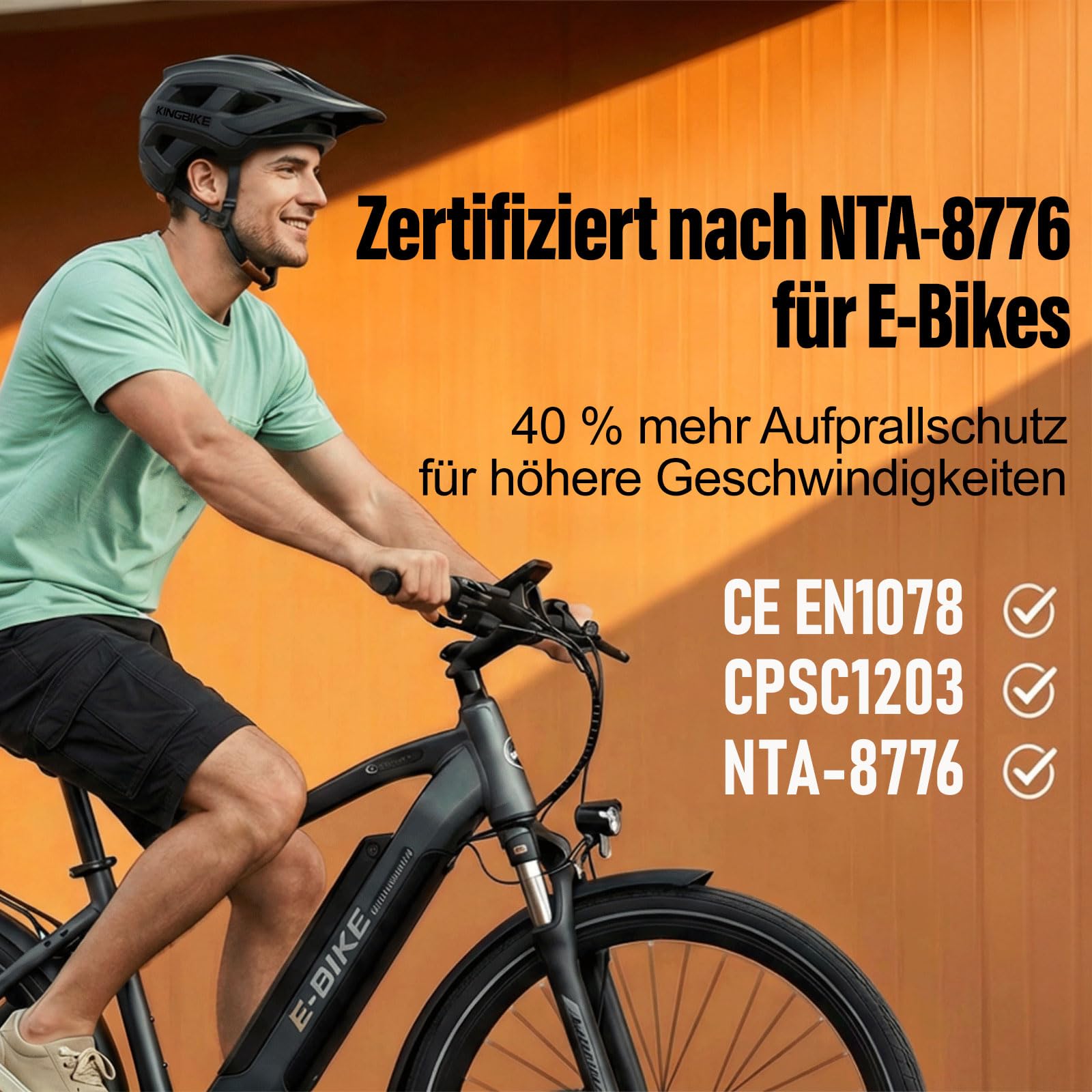 KINGBIKE Professioneller Mountainbike Helm E-MTB NTA-8776 E-Bike Sicherheitshelm mit 3-stufig verstellbarem Visier & Kamera-Halterung MTB-Fahrradhelm für Erwachsene