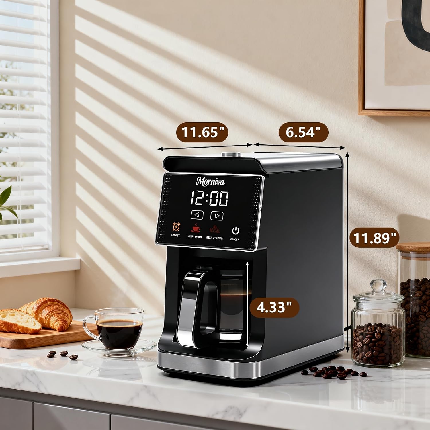 Drip Coffee Maker with Built-In Grinder 5-Cup