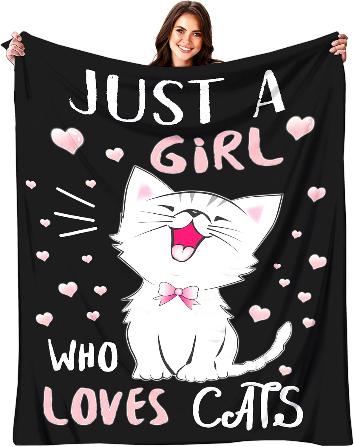 Cat Blanket Gifts for Women Cat Gifts for Cats Lovers Soft Flannel Kawaii Throw Blanket for Kids Adults 80"x60"