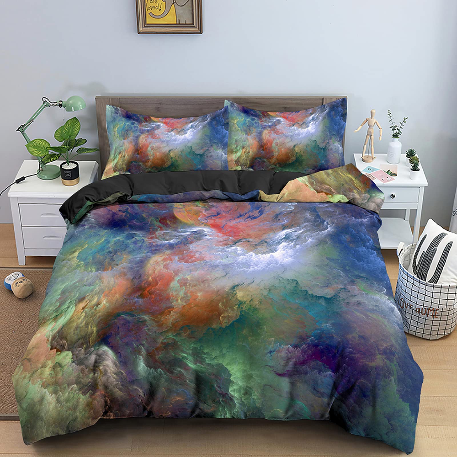 Housse de couette 90x190 thermorégulatrice microfibre 110g respirante pour ado