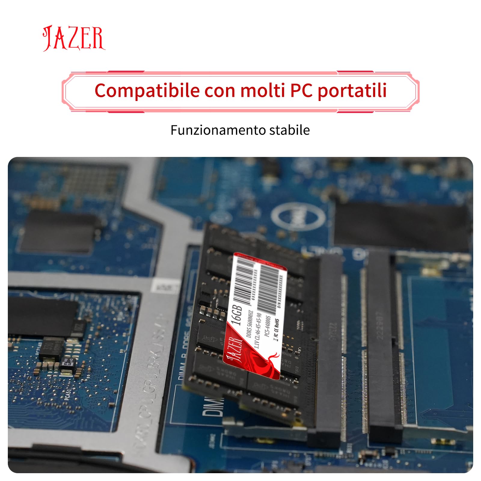 JAZER RAM 32GB Kit (2x16GB) DDR4 3200MHz SODIMM CL22 di Memoria per Laptop/Mini PC, Memoria per Computer ad alte Prestazioni