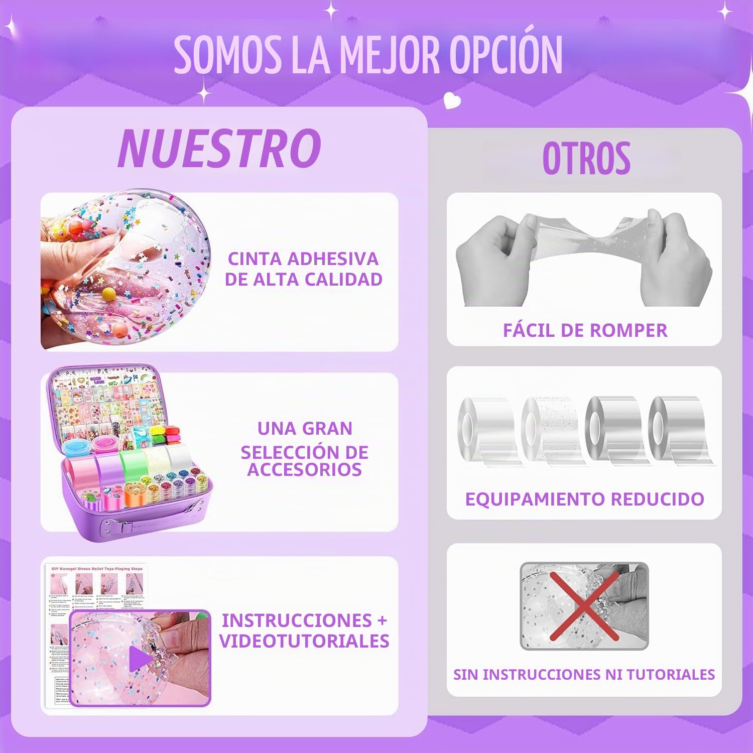 JONRRYIN 106 Piezas Cintas Nano Tape Bubble Kit, Juegos de Manualidades Cinta Nano-Tape para Niños, Cinta Multifuncional de Nanoburbujas con Perlas, Pegatinas y Accesorios